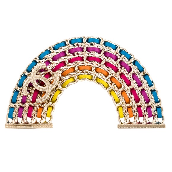 New!!! Authentic Chanel CC Rainbow Leather Brooch - Picture 3 of 4